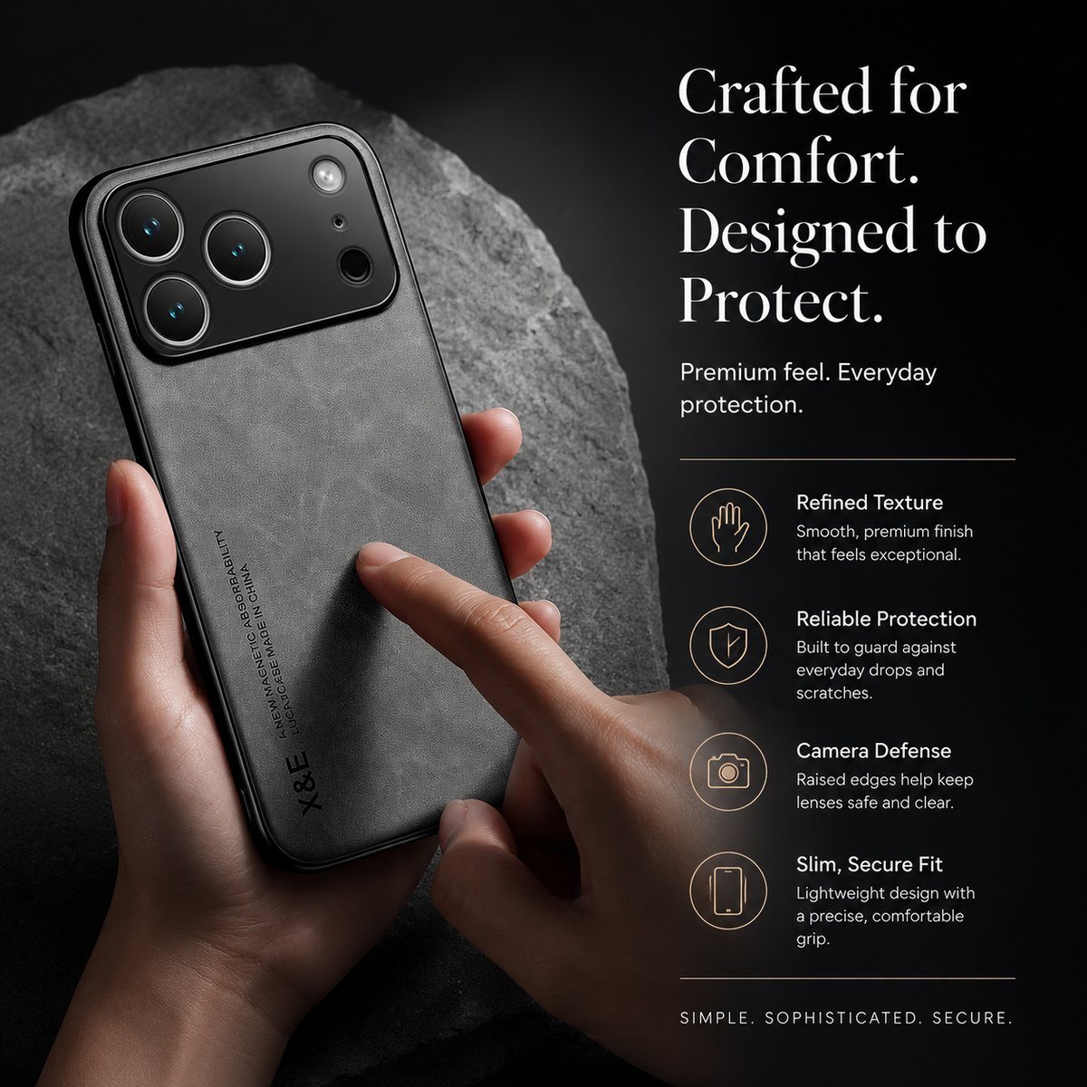 Premium iPhone Case Leather Magnetic Car Holder Metal Plate Full Coverage Protective Cover Anti Scratch Anti Fingerprint Non Slip Slim Lightweight Case