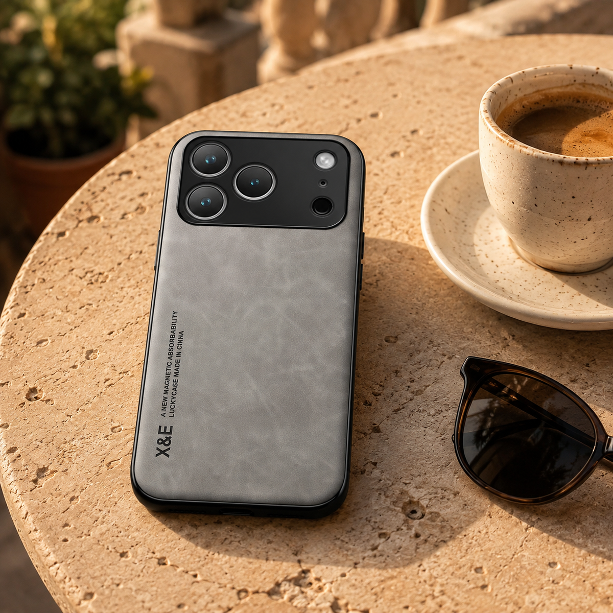 Premium iPhone Case Leather Magnetic Car Holder Metal Plate Full Coverage Protective Cover Anti Scratch Anti Fingerprint Non Slip Slim Lightweight Case
