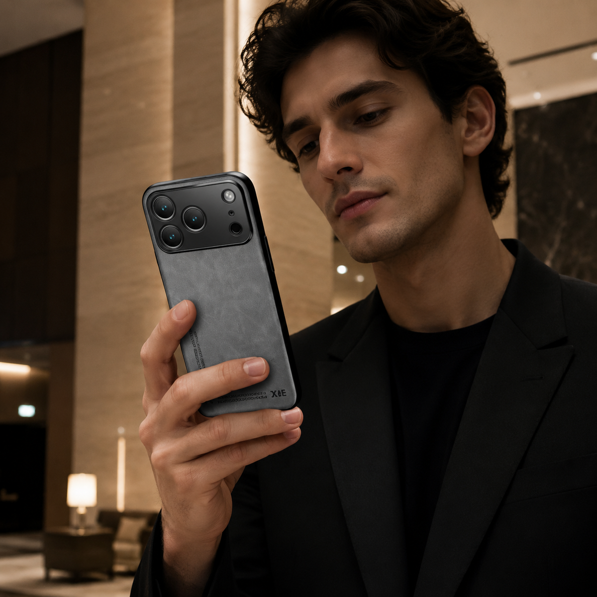 Premium iPhone Case Leather Magnetic Car Holder Metal Plate Full Coverage Protective Cover Anti Scratch Anti Fingerprint Non Slip Slim Lightweight Case