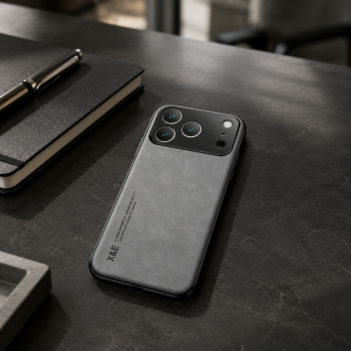 Premium iPhone Case Leather Magnetic Car Holder Metal Plate Full Coverage Protective Cover Anti Scratch Anti Fingerprint Non Slip Slim Lightweight Case