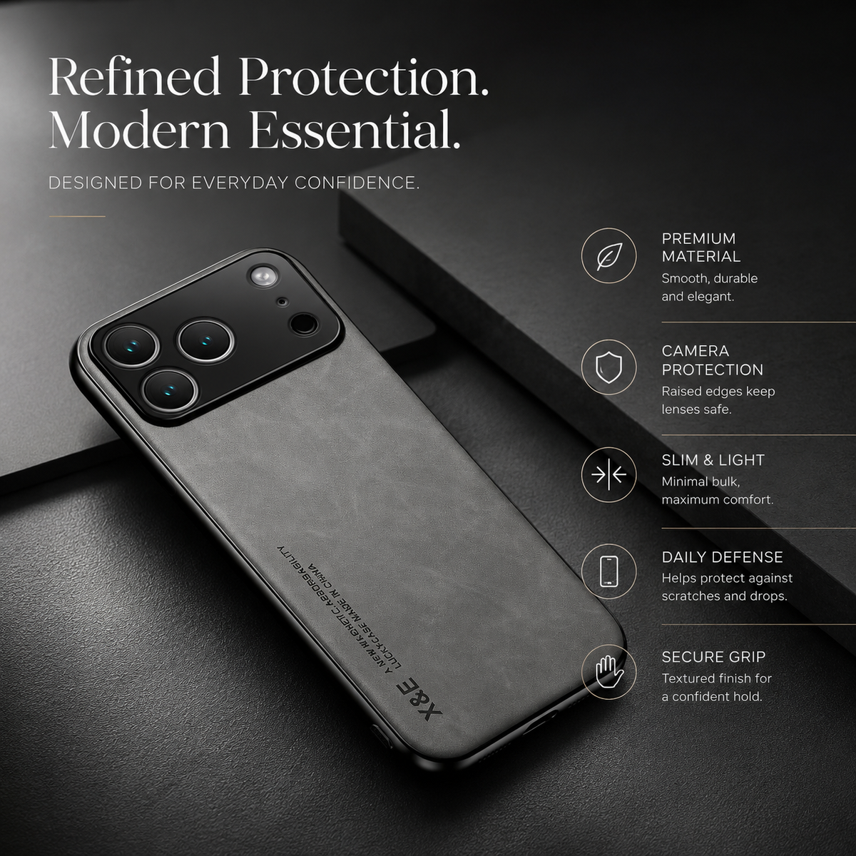 Premium iPhone Case Leather Magnetic Car Holder Metal Plate Full Coverage Protective Cover Anti Scratch Anti Fingerprint Non Slip Slim Lightweight Case