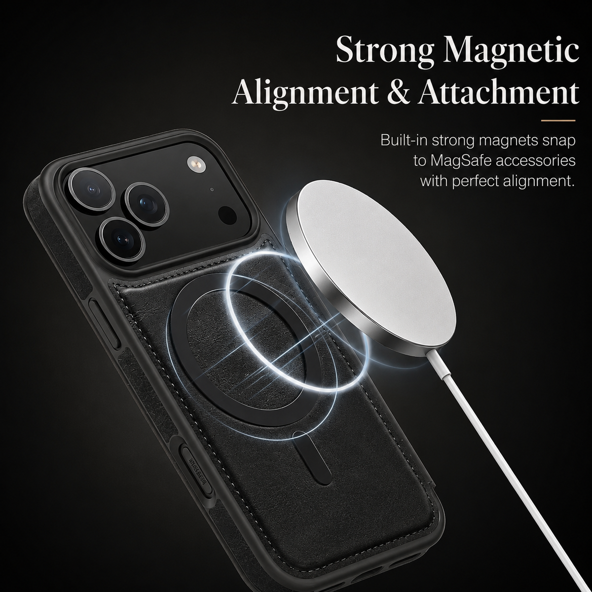 Premium iPhone Case Leather RFID Wallet Card Holder Magnetic Closure Kickstand Shockproof Protective Cover Anti Scratch Non Slip Wireless Charging Full Coverage