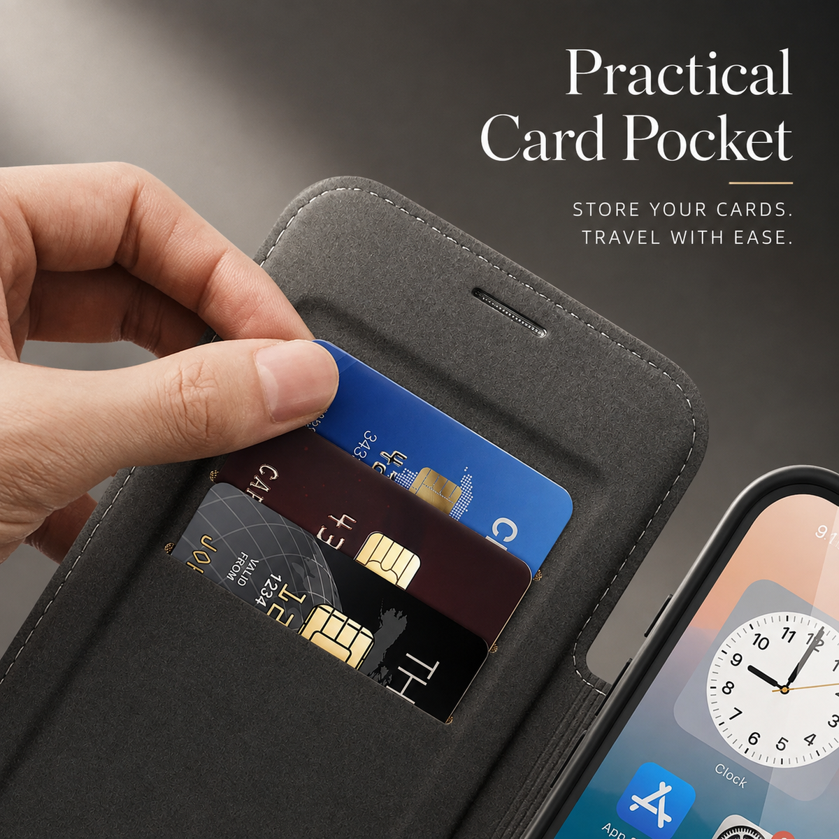 Premium iPhone Case Leather RFID Wallet Card Holder Magnetic Closure Kickstand Shockproof Protective Cover Anti Scratch Non Slip Wireless Charging Full Coverage