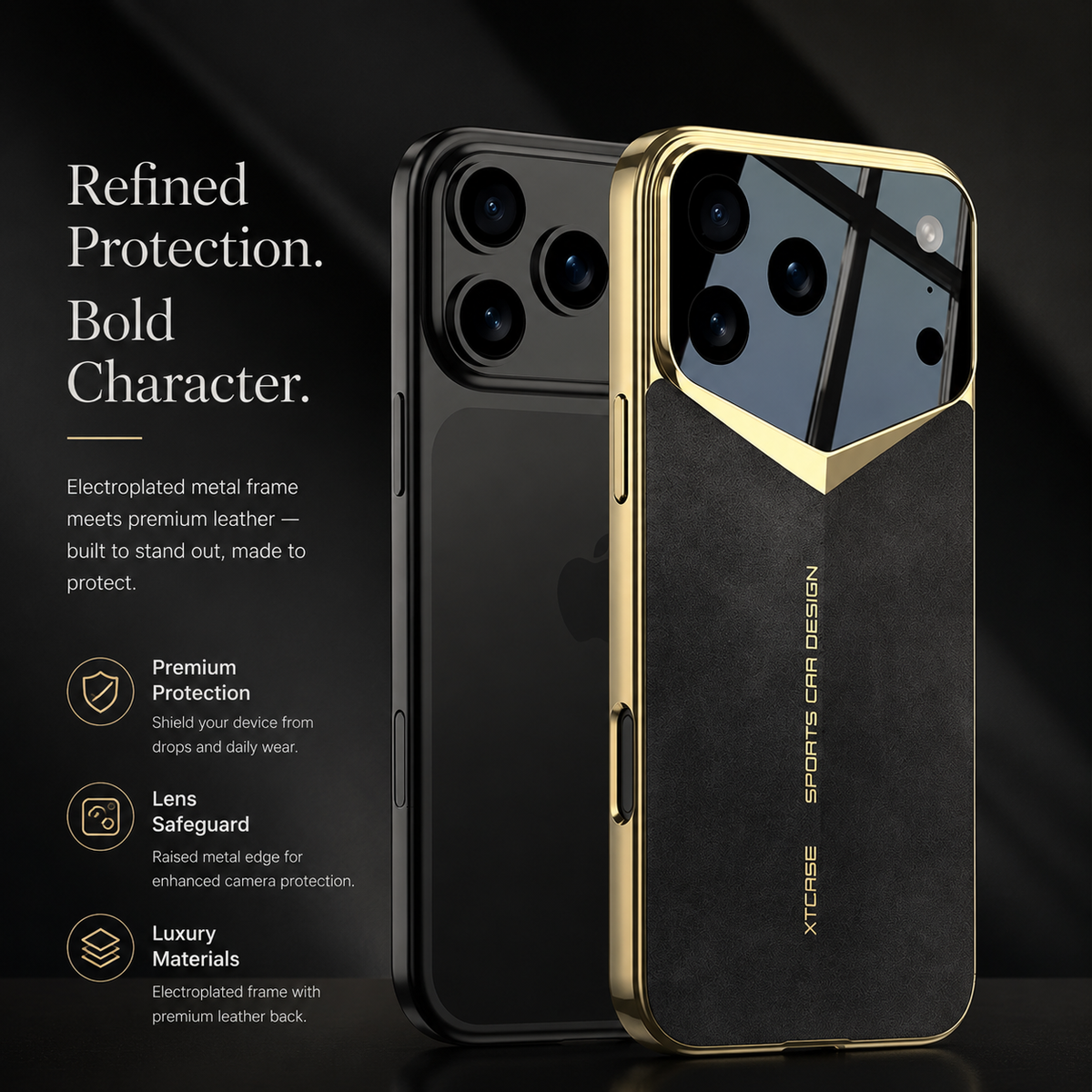 Premium iPhone Case Leather Ultra Thin Protective Cover Camera Lens Protection Shockproof Anti Fingerprint Anti Scratch Slim Full Coverage Soft Grip