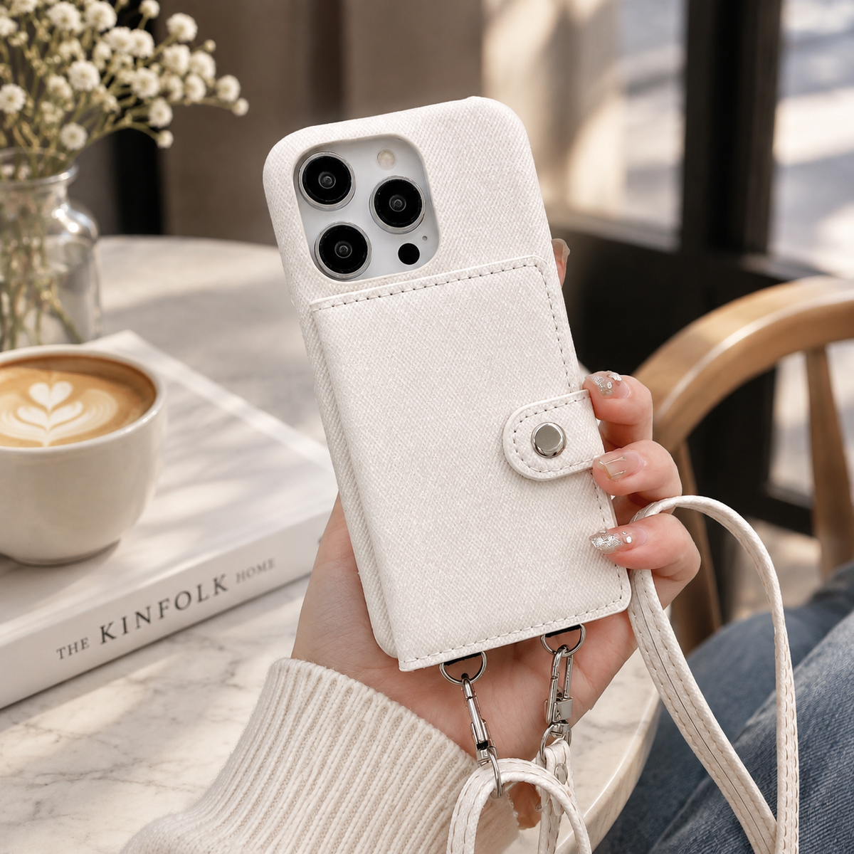 Premium iPhone Case Leather Wallet Crossbody Flip Cover PU Leather Card Pocket Shoulder Strap Shockproof Protection Full Coverage Slim Design