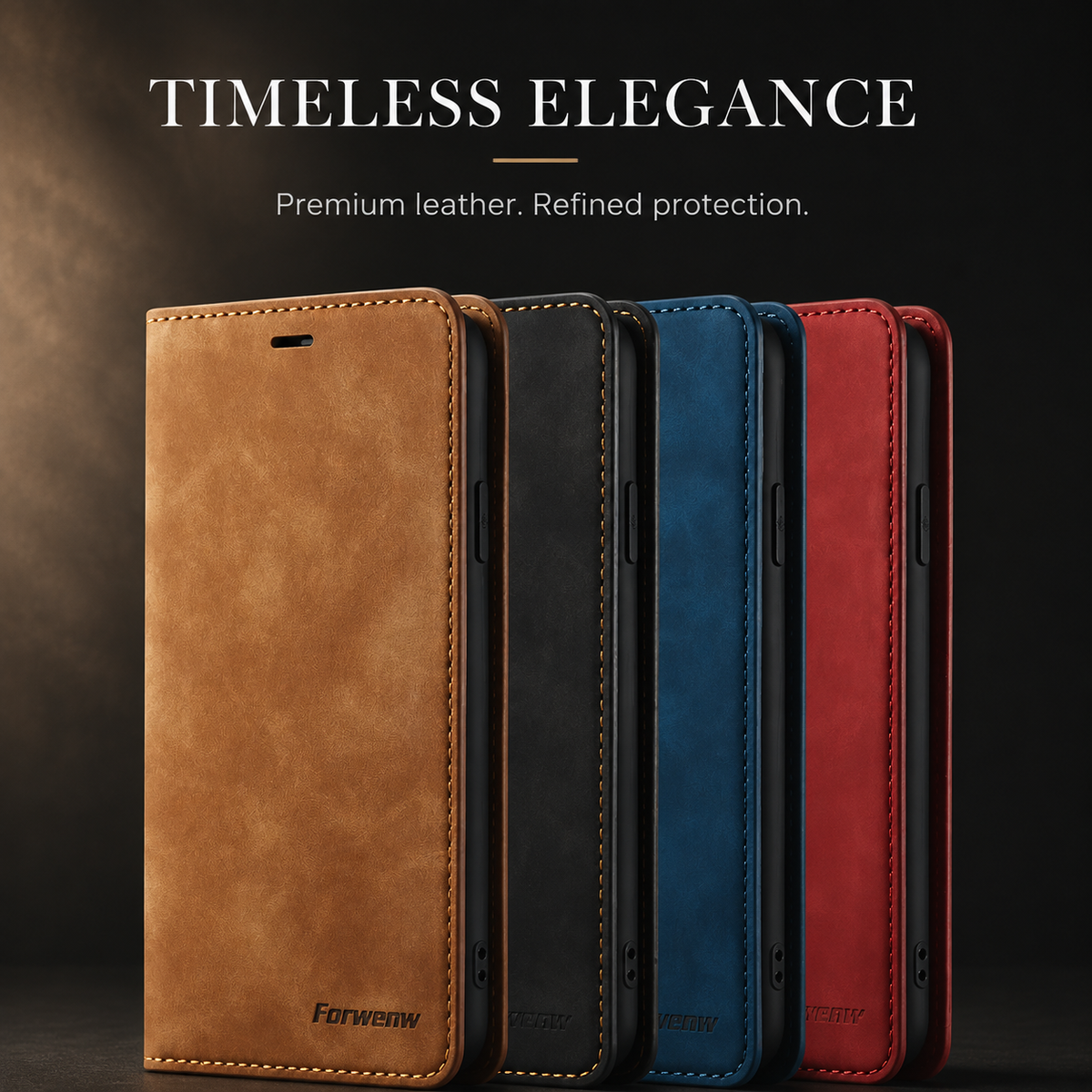 Premium iPhone Case Leather Wallet Flip Cover Card Holder Cash Pocket Magnetic Closure Kickstand Shockproof Protective Case Suede Slim Lightweight Full Coverage