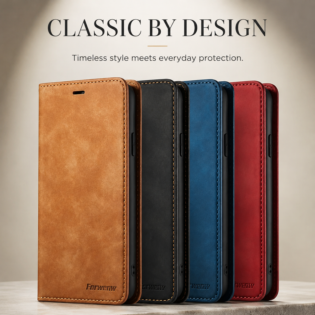 Premium iPhone Case Leather Wallet Flip Cover Card Holder Cash Pocket Magnetic Closure Kickstand Shockproof Protective Case Suede Slim Lightweight Full Coverage