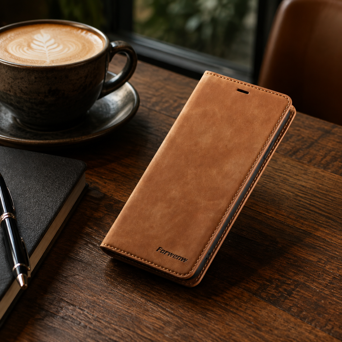 Premium iPhone Case Leather Wallet Flip Cover Card Holder Cash Pocket Magnetic Closure Kickstand Shockproof Protective Case Suede Slim Lightweight Full Coverage