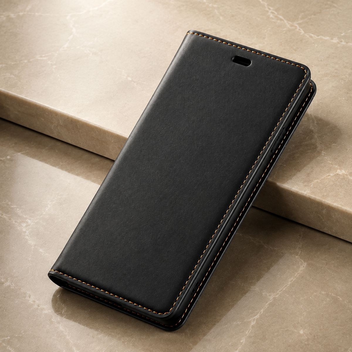 Premium iPhone Case Leather Wallet Flip Cover Card Holder Cash Pocket Magnetic Closure Kickstand Shockproof Protective Case Suede Slim Lightweight Full Coverage