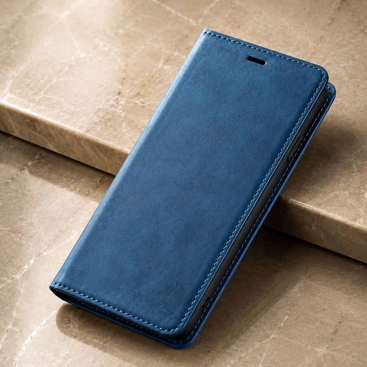 Premium iPhone Case Leather Wallet Flip Cover Card Holder Cash Pocket Magnetic Closure Kickstand Shockproof Protective Case Suede Slim Lightweight Full Coverage