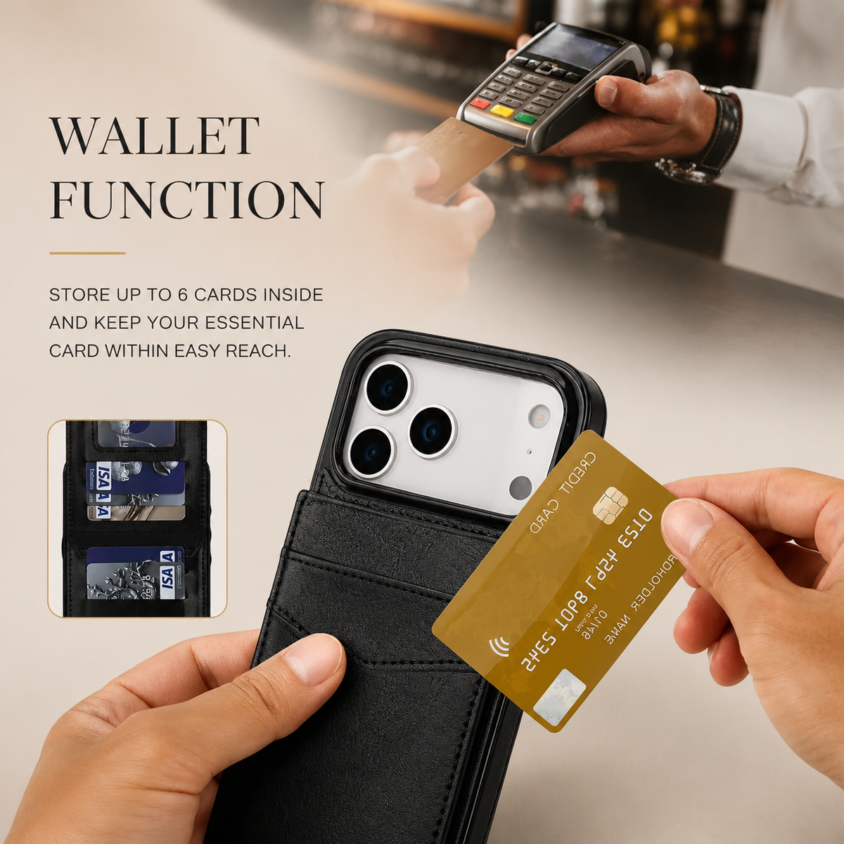 Premium iPhone Case Leather Wallet Flip Cover Card Holder Kickstand Shockproof Protective Case Anti Fingerprint Anti Scratch Non Slip Slim Full Access Retro