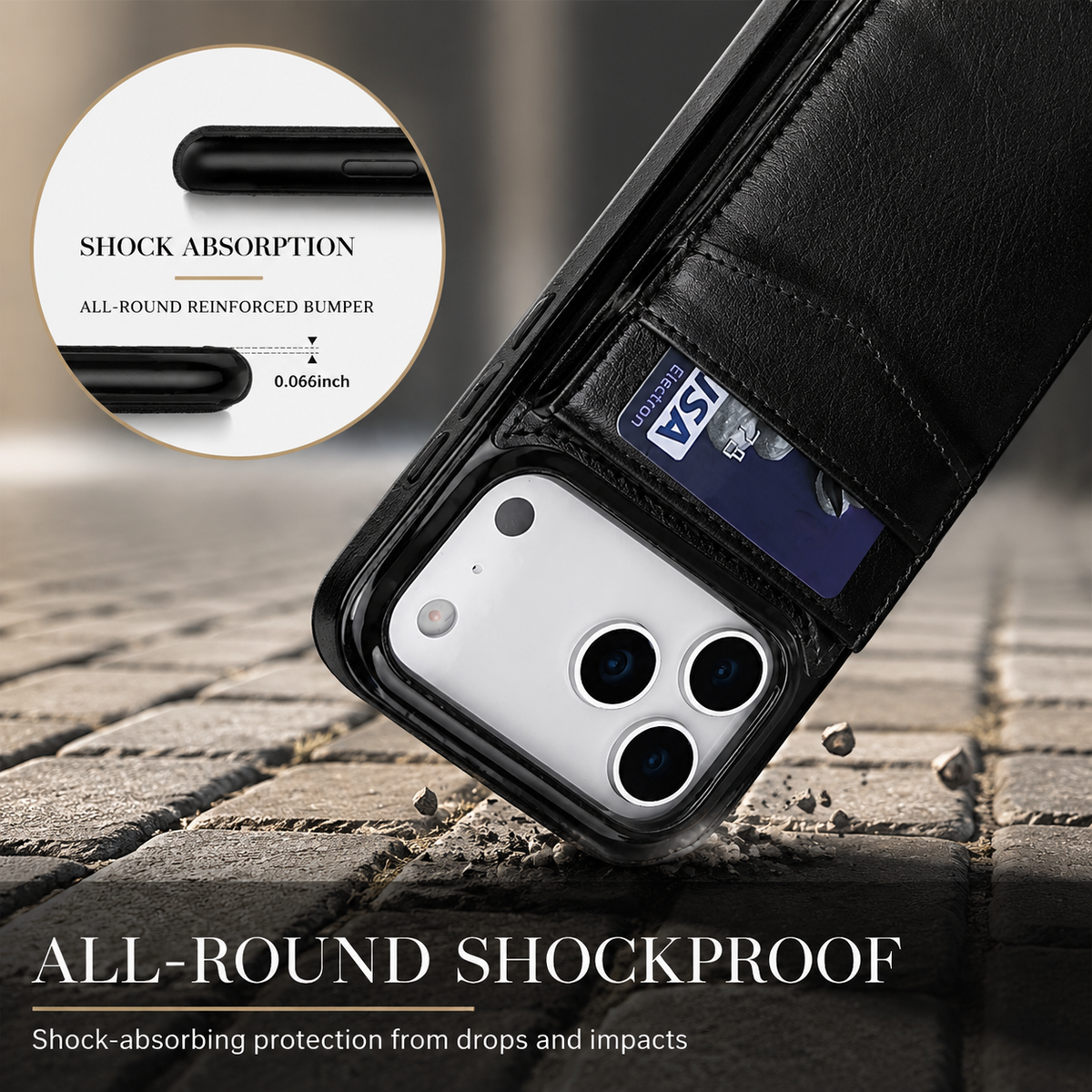 Premium iPhone Case Leather Wallet Flip Cover Card Holder Kickstand Shockproof Protective Case Anti Fingerprint Anti Scratch Non Slip Slim Full Access Retro