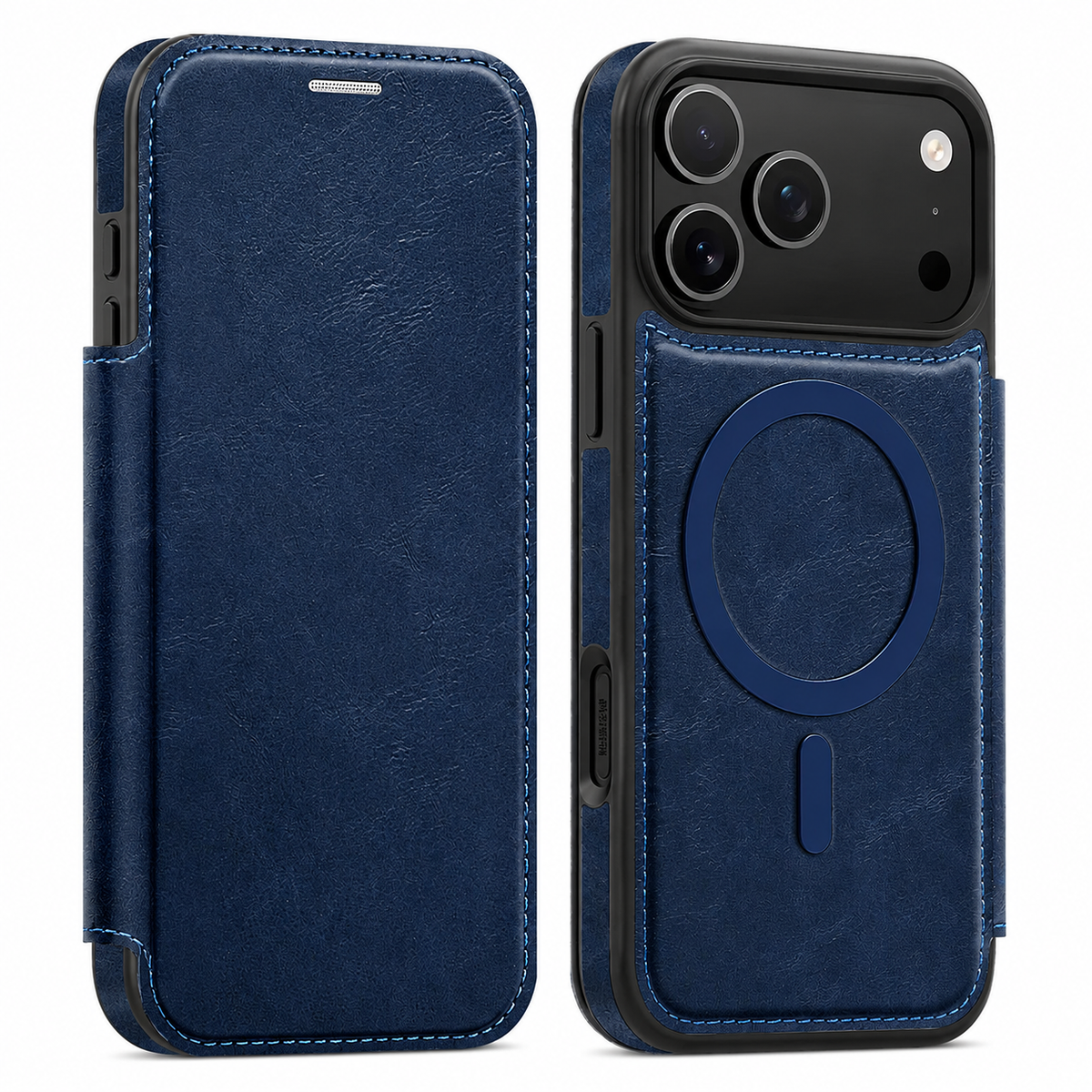 Premium iPhone Case Leather Wallet Flip Cover Card Holder Magnetic Charging Protective Case Full Coverage Anti Scratch Slim Business Magnetic Closure