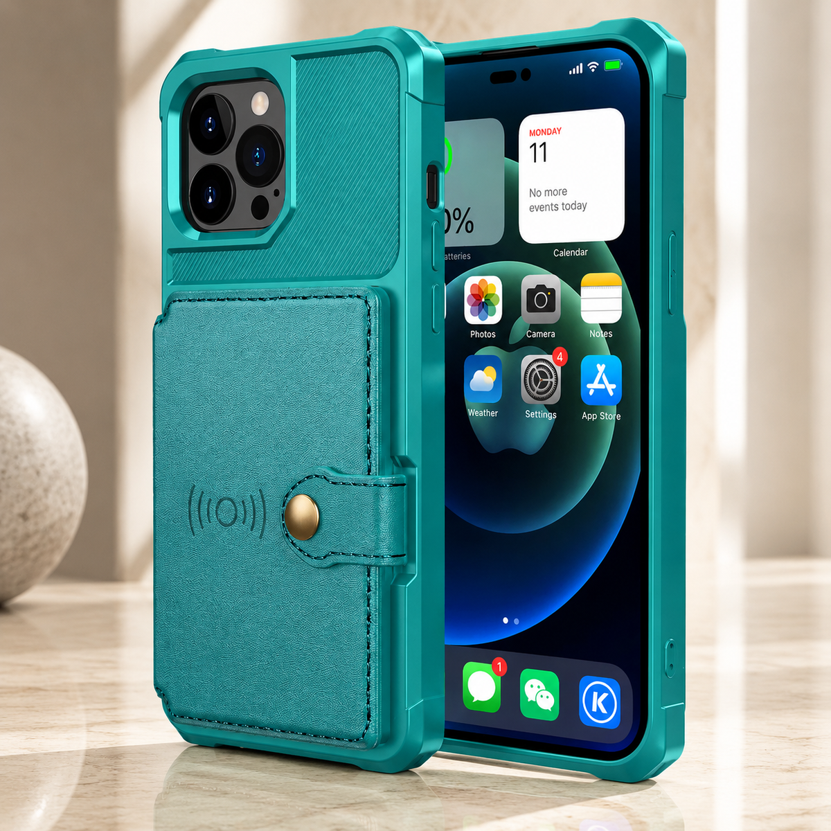Premium iPhone Case Leather Wallet Flip Cover Card Holder Magnetic Closure Kickstand Shockproof Anti Drop Protective Case Anti Fingerprint Anti Scratch Slim
