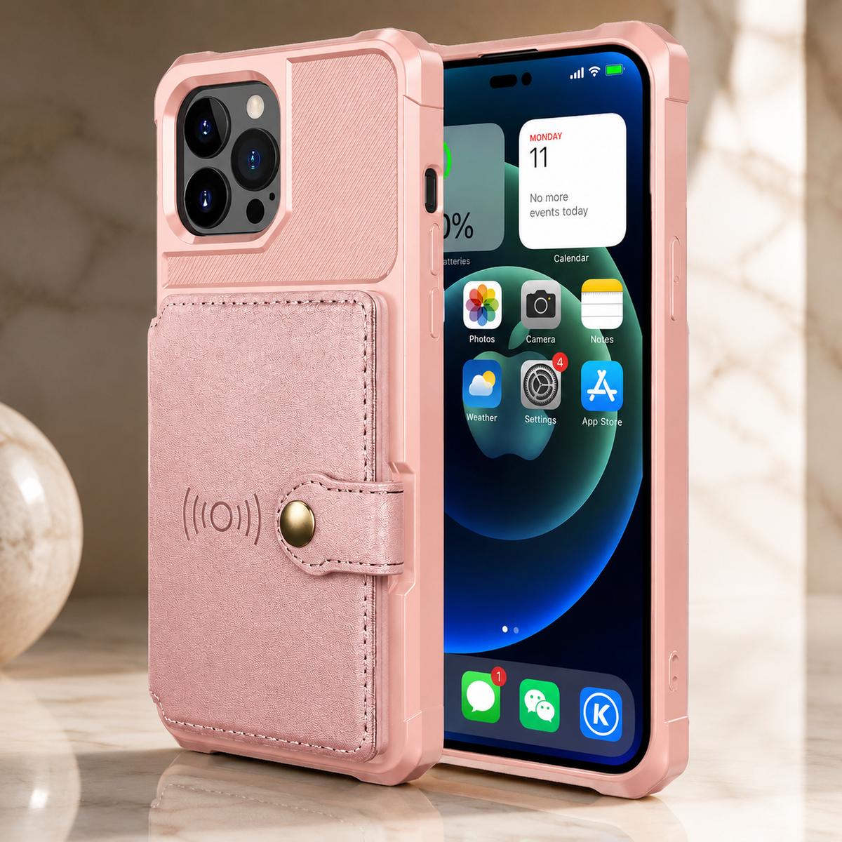 Premium iPhone Case Leather Wallet Flip Cover Card Holder Magnetic Closure Kickstand Shockproof Anti Drop Protective Case Anti Fingerprint Anti Scratch Slim
