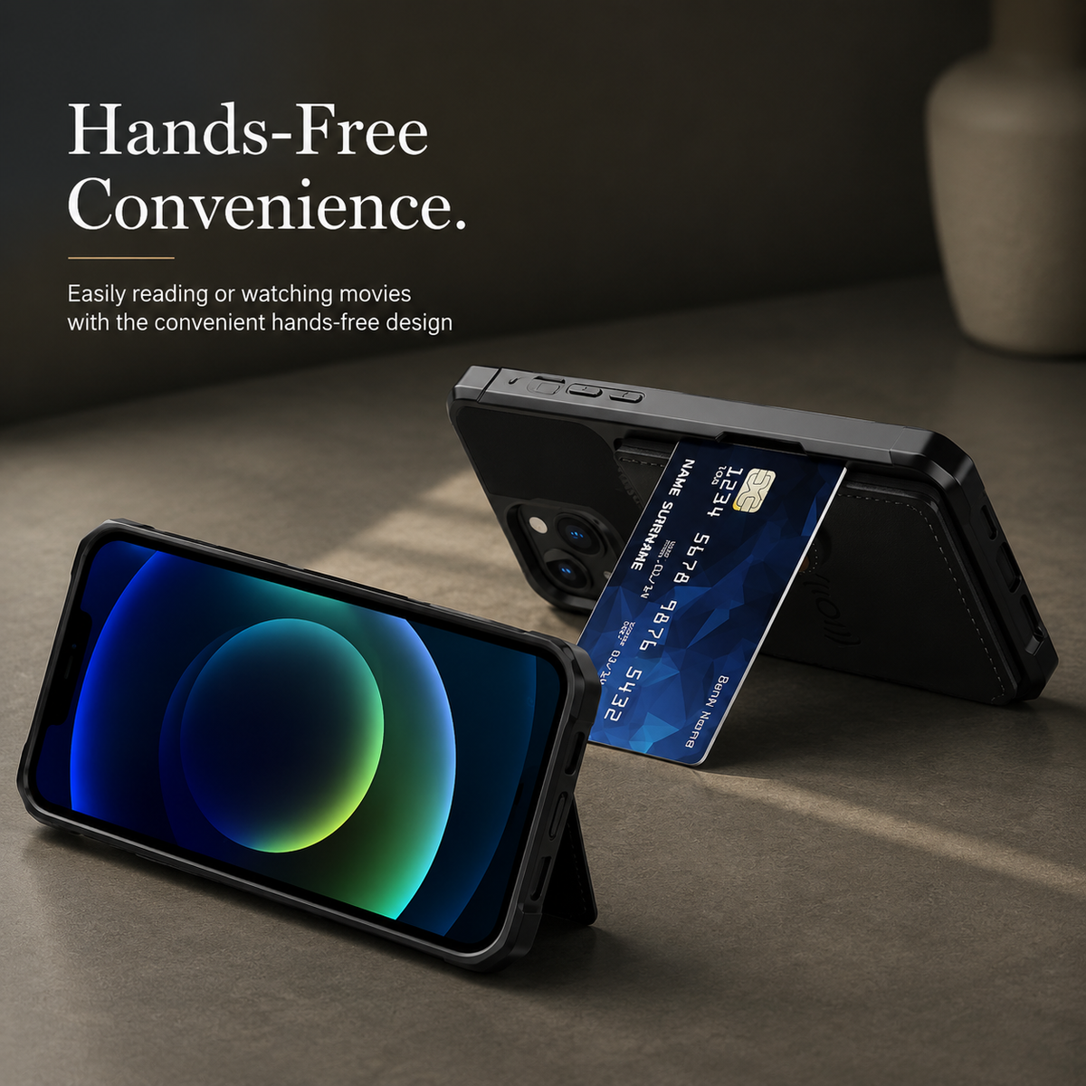 Premium iPhone Case Leather Wallet Flip Cover Card Holder Magnetic Closure Kickstand Shockproof Anti Drop Protective Case Anti Fingerprint Anti Scratch Slim