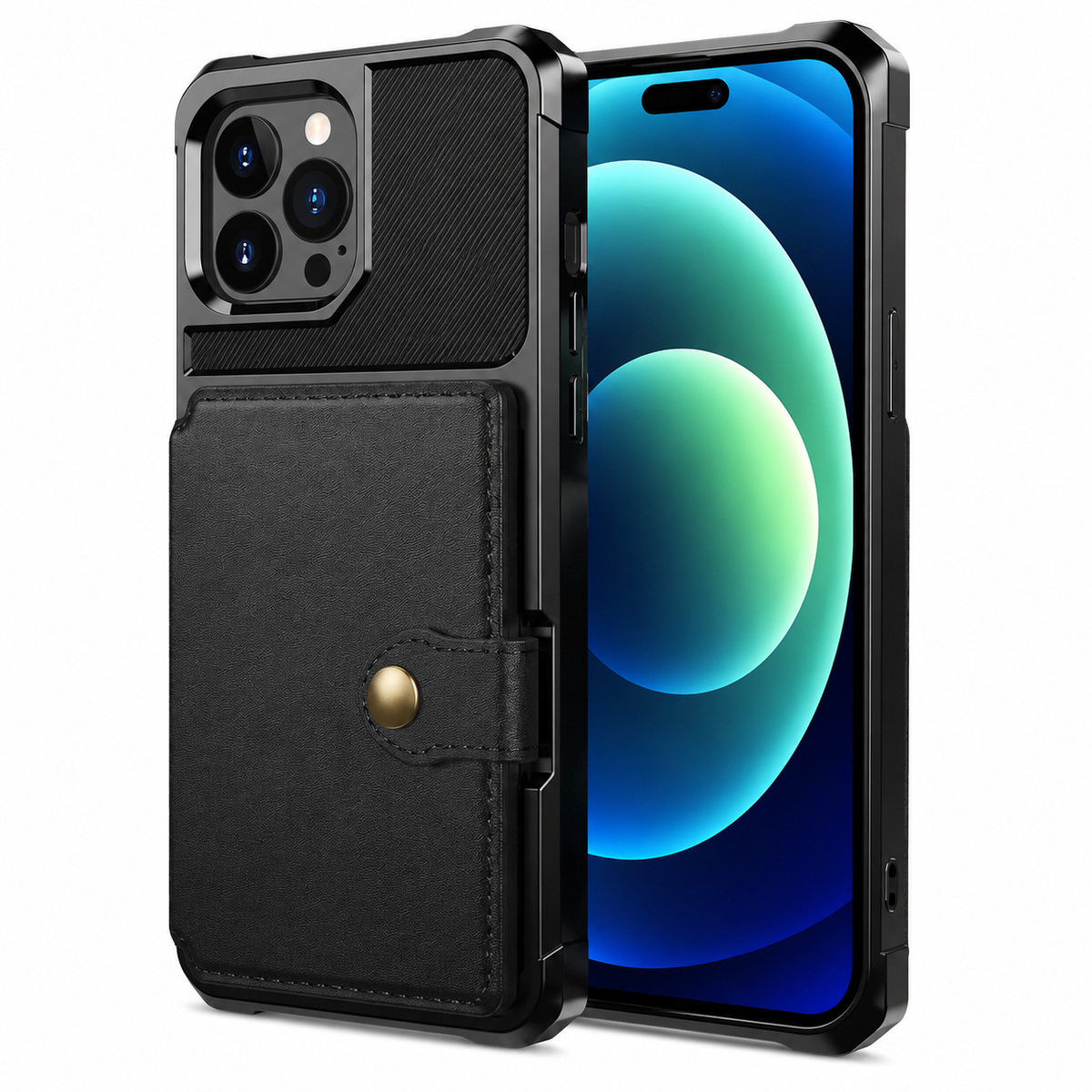 Premium iPhone Case Leather Wallet Flip Cover Card Holder Magnetic Closure Kickstand Shockproof Anti Drop Protective Case Anti Fingerprint Anti Scratch Slim