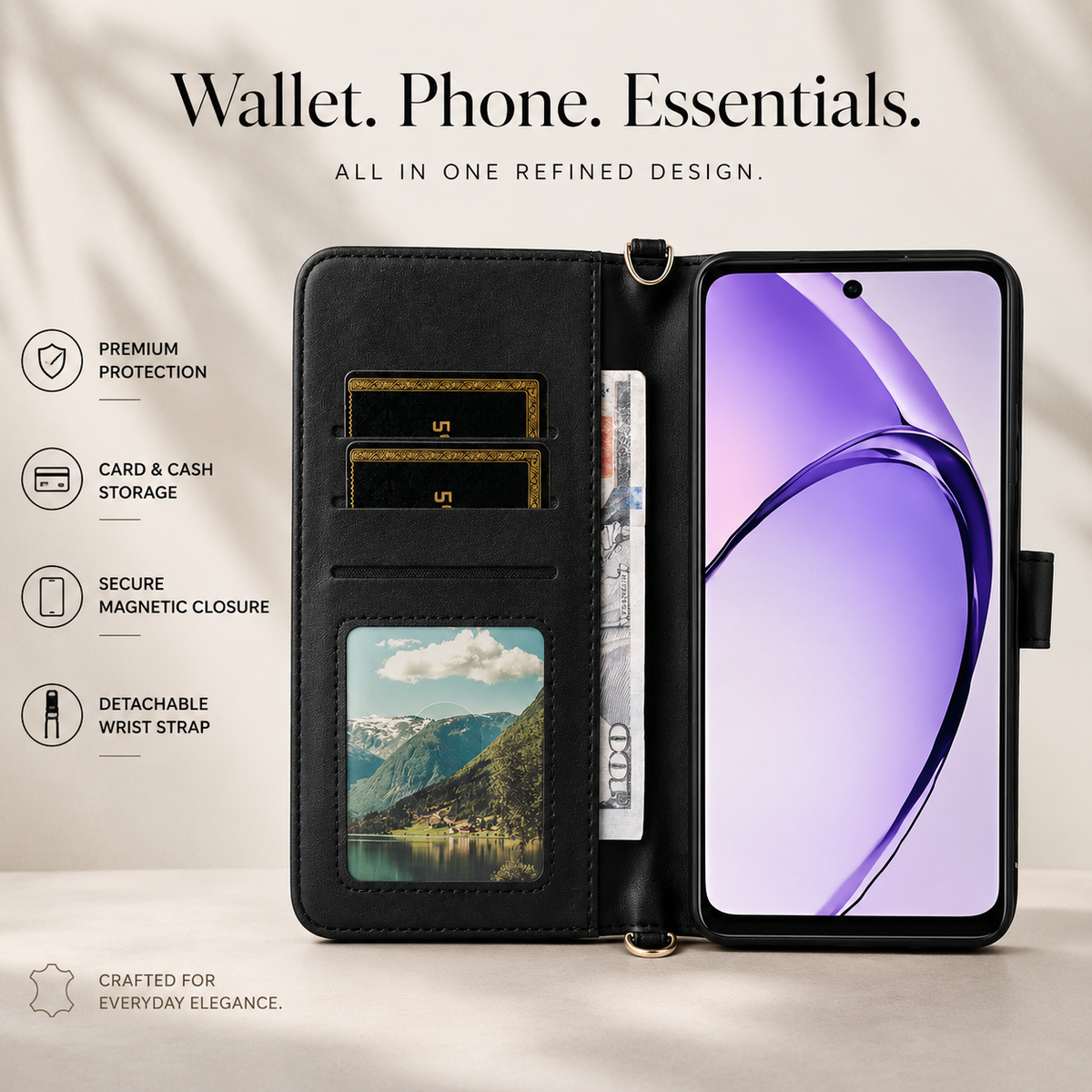 Premium iPhone Case Leather Wallet Flip Cover Card Holder Magnetic Closure Shockproof Protective Case Kickstand Anti Scratch Slim Full Body Protection