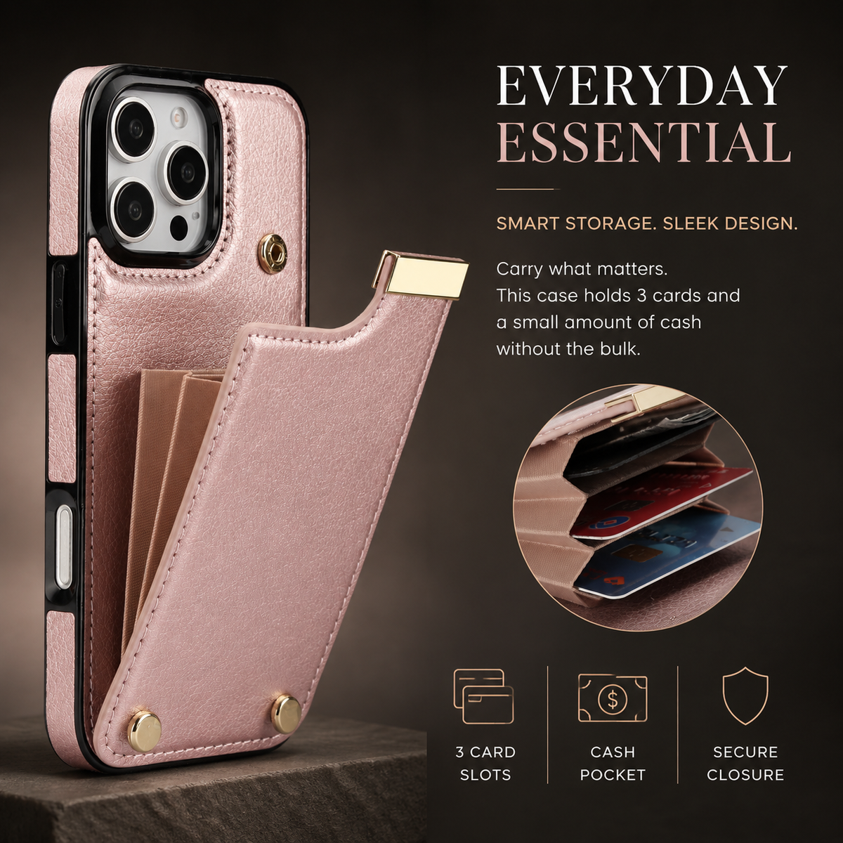 Premium iPhone Case Leather Wallet Flip Cover Card Holder Secure Pocket Magnetic Closure Shockproof Full Protection Slim Elegant Stand Design