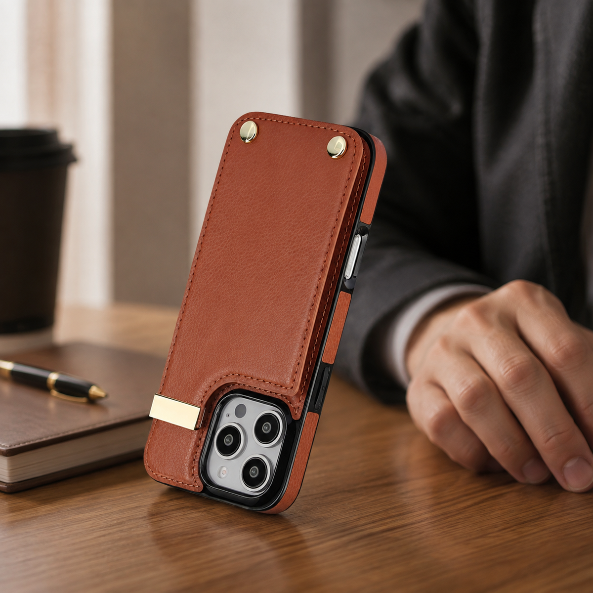 Premium iPhone Case Leather Wallet Flip Cover Card Holder Secure Pocket Magnetic Closure Shockproof Full Protection Slim Elegant Stand Design