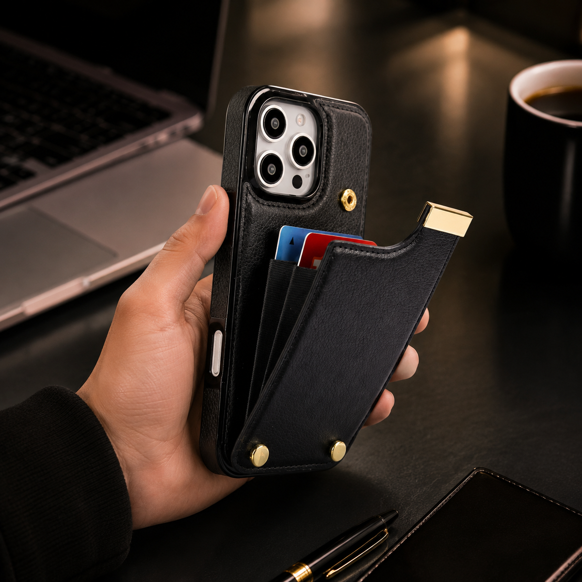 Premium iPhone Case Leather Wallet Flip Cover Card Holder Secure Pocket Magnetic Closure Shockproof Full Protection Slim Elegant Stand Design