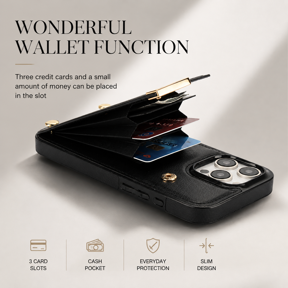 Premium iPhone Case Leather Wallet Flip Cover Card Holder Secure Pocket Magnetic Closure Shockproof Full Protection Slim Elegant Stand Design