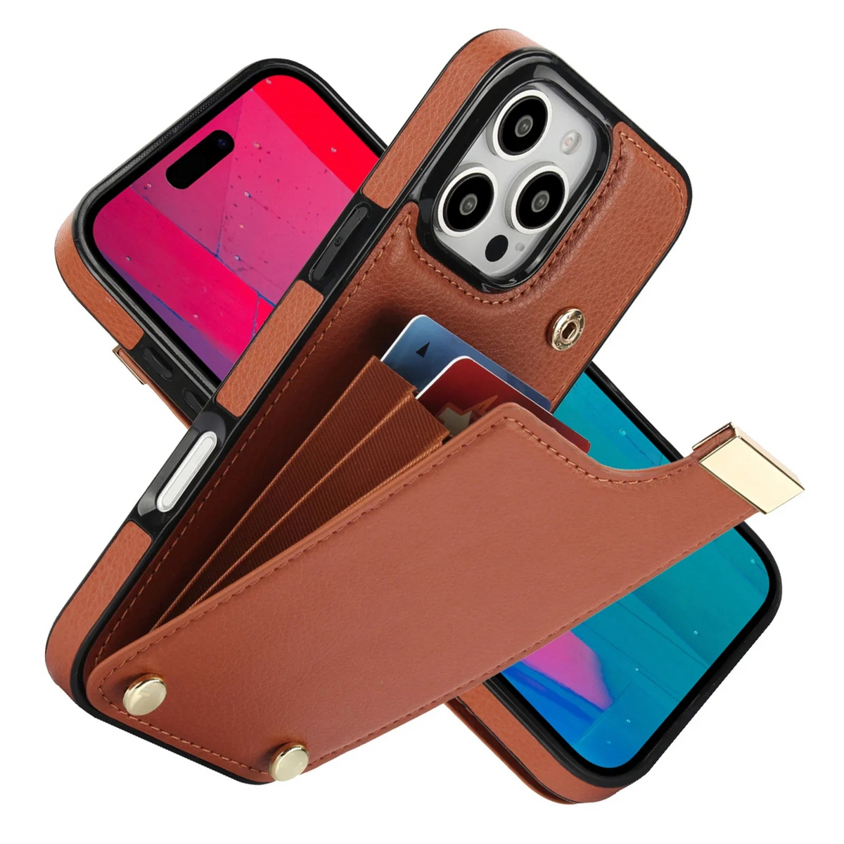 Premium iPhone Case Leather Wallet Flip Cover Card Holder Secure Pocket Magnetic Closure Shockproof Full Protection Slim Elegant Stand Design