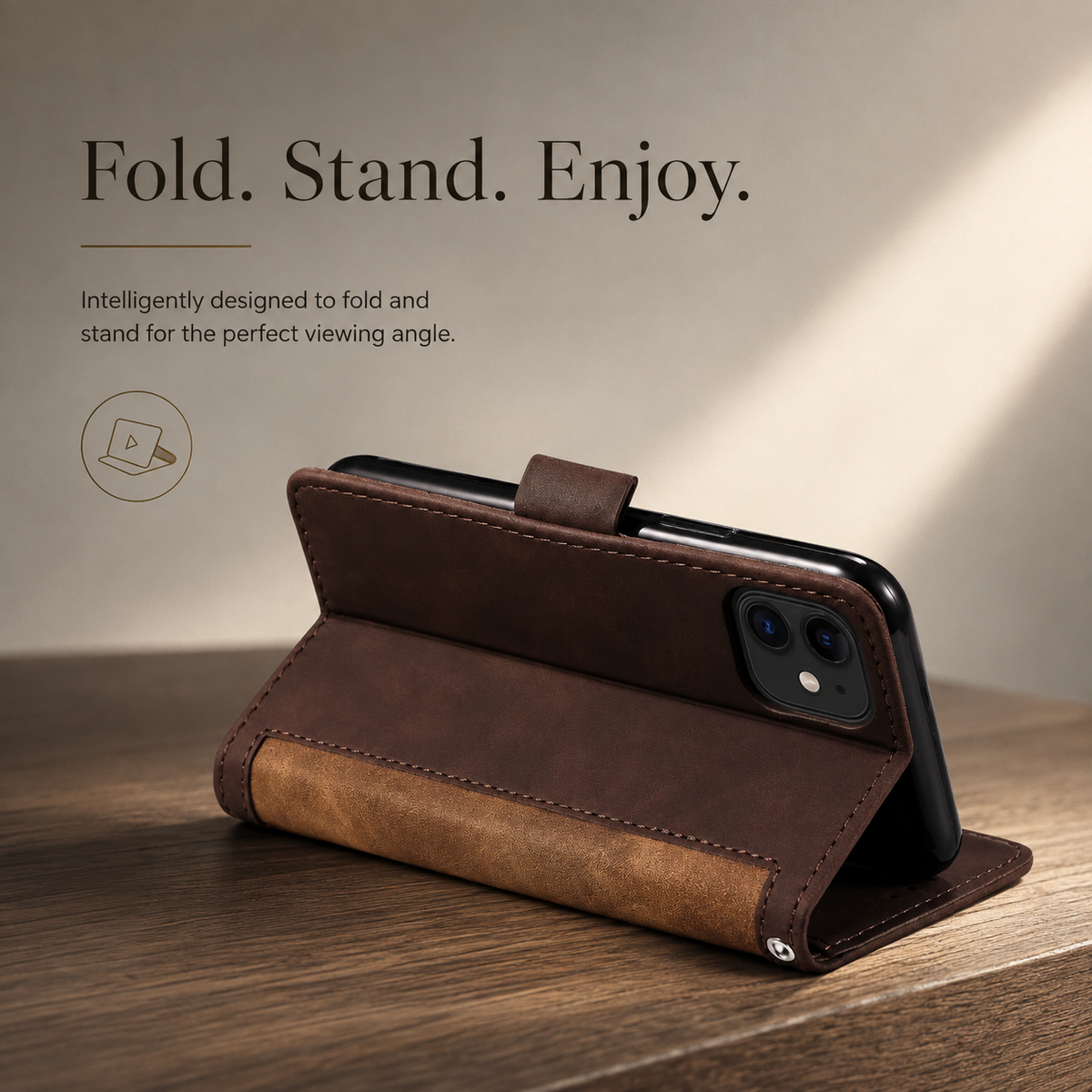 Premium iPhone Case Leather Wallet Flip Cover Card Slots Magnetic Closure Shockproof Full Body Protection Slim Elegant Kickstand Protective Design
