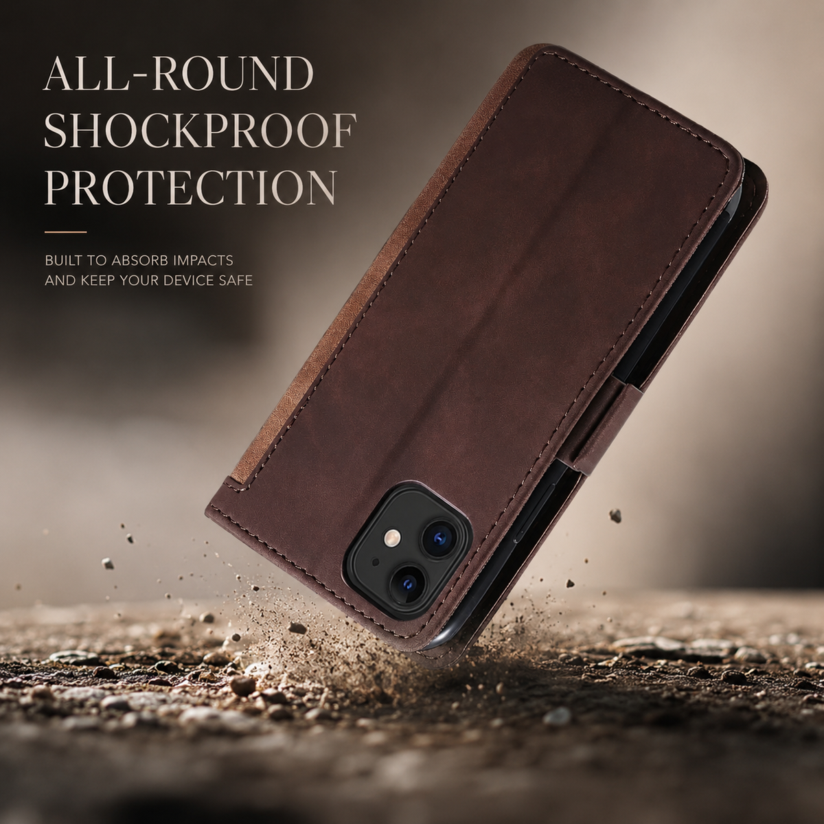 Premium iPhone Case Leather Wallet Flip Cover Card Slots Magnetic Closure Shockproof Full Body Protection Slim Elegant Kickstand Protective Design