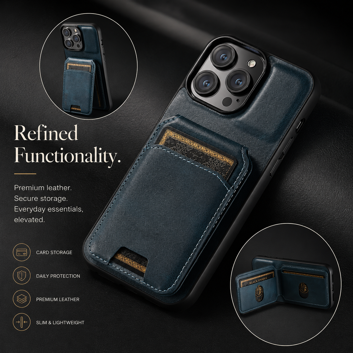 Premium iPhone Case Leather Wallet Magnetic Card Holder Protective Cover Full Coverage Anti Scratch Non Slip Slim Pocket Secure Closure Soft Lining