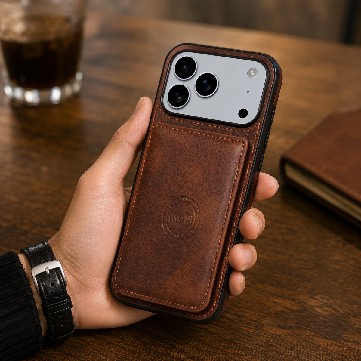 Premium iPhone Case Leather Wallet RFID Blocking Card Holder Magnetic Closure Shockproof Protective Cover Full Coverage Anti Scratch Slim Secure Storage