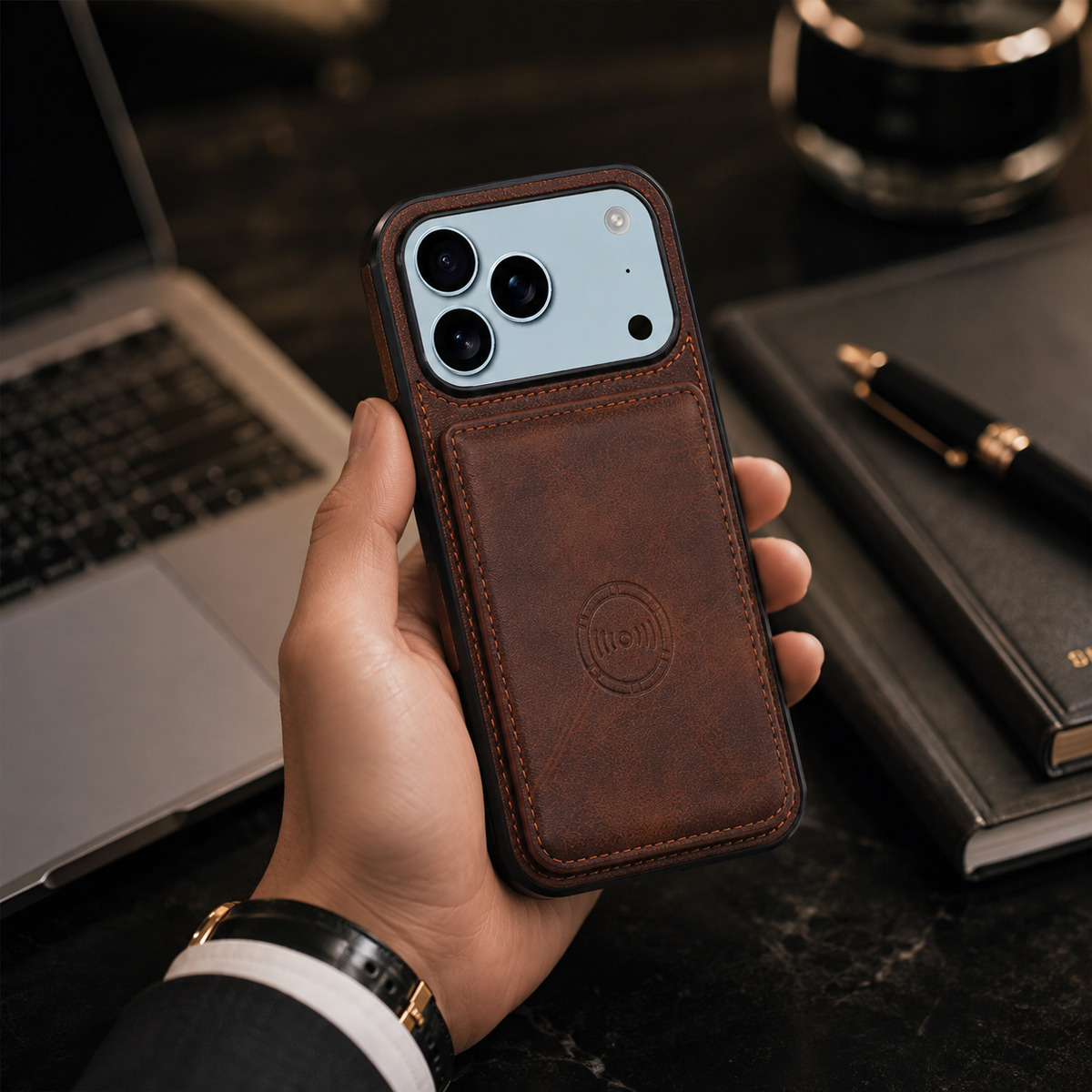 Premium iPhone Case Leather Wallet RFID Blocking Card Holder Magnetic Closure Shockproof Protective Cover Full Coverage Anti Scratch Slim Secure Storage
