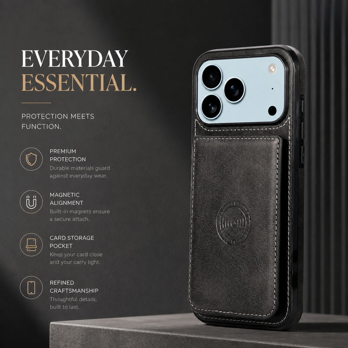 Premium iPhone Case Leather Wallet RFID Blocking Card Holder Magnetic Closure Shockproof Protective Cover Full Coverage Anti Scratch Slim Secure Storage