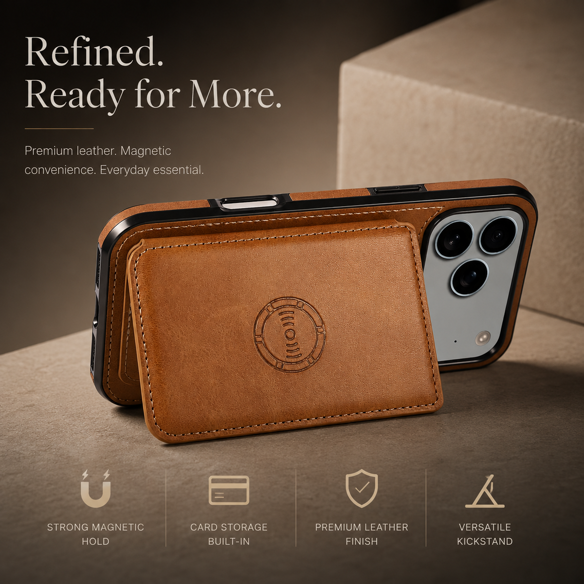 Premium iPhone Case Leather Wallet RFID Blocking Card Holder Magnetic Closure Shockproof Protective Cover Full Coverage Anti Scratch Slim Secure Storage