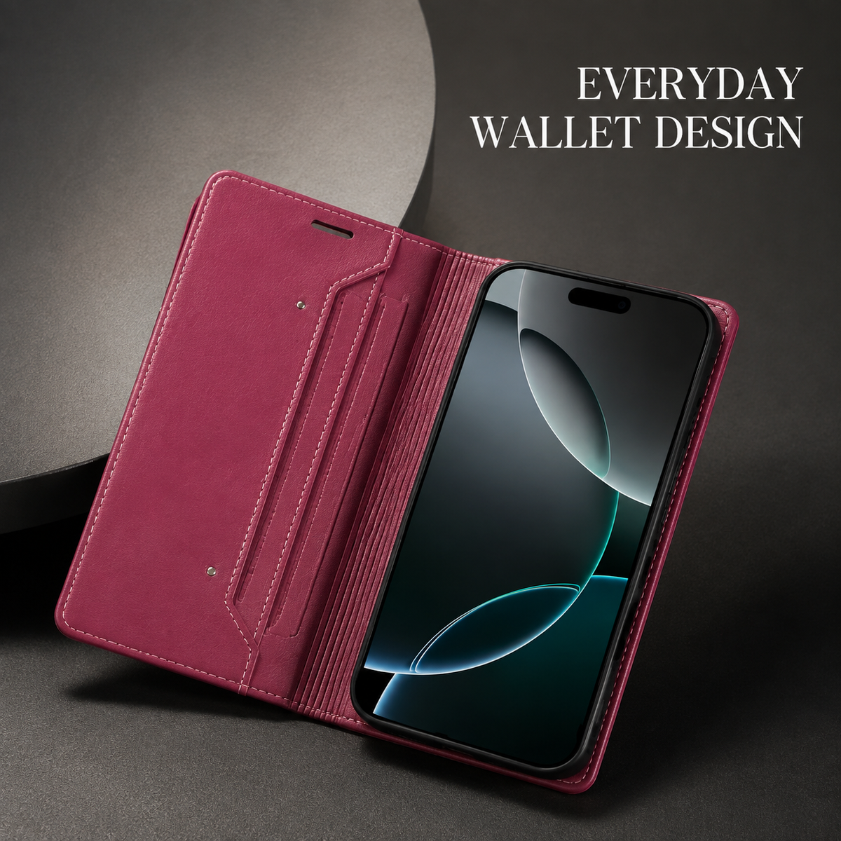 Premium iPhone Case Leather Wallet RFID Card Holder Magnetic Shockproof Protective Cover Kickstand Anti Fingerprint Anti Scratch Non Slip Full Coverage