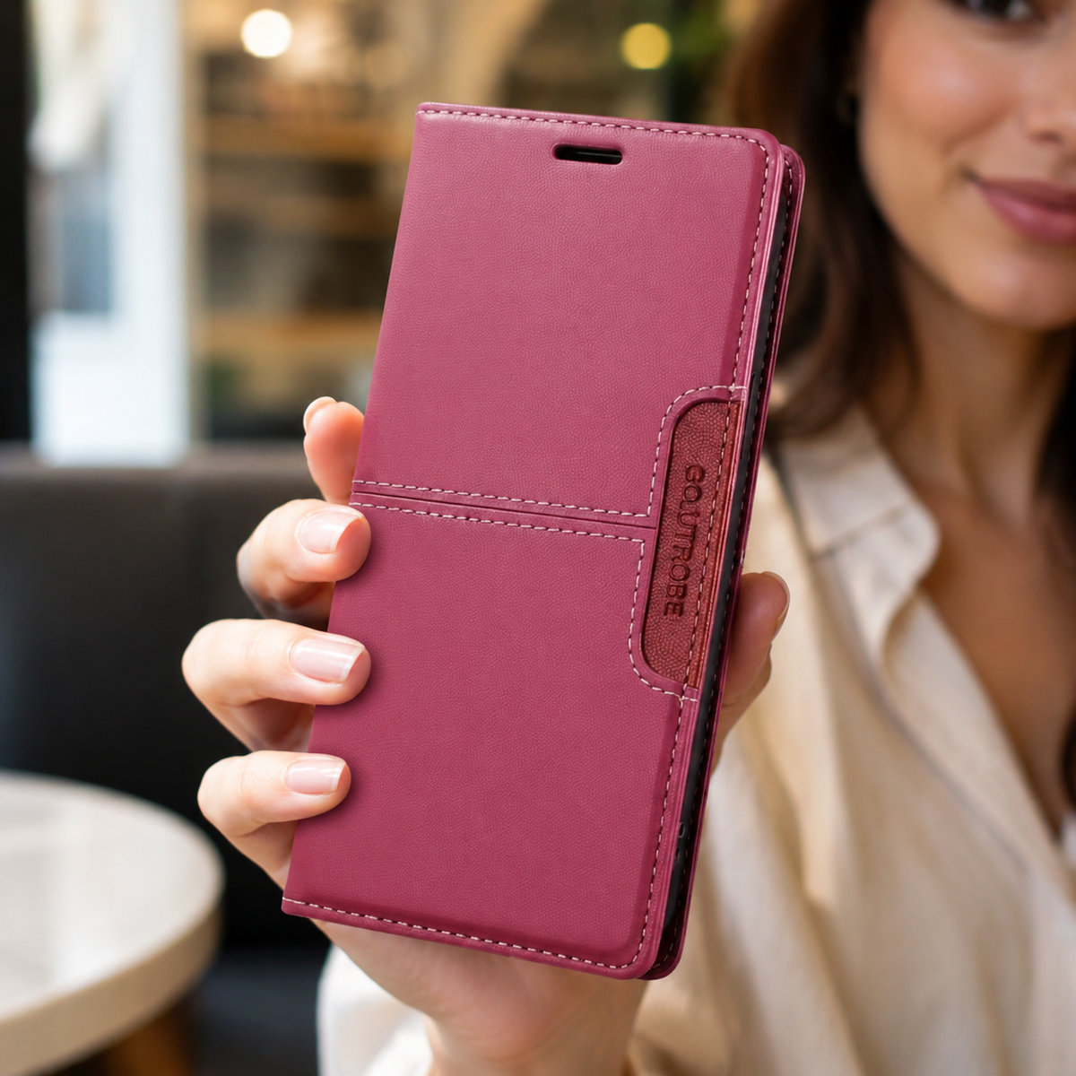Premium iPhone Case Leather Wallet RFID Card Holder Magnetic Shockproof Protective Cover Kickstand Anti Fingerprint Anti Scratch Non Slip Full Coverage