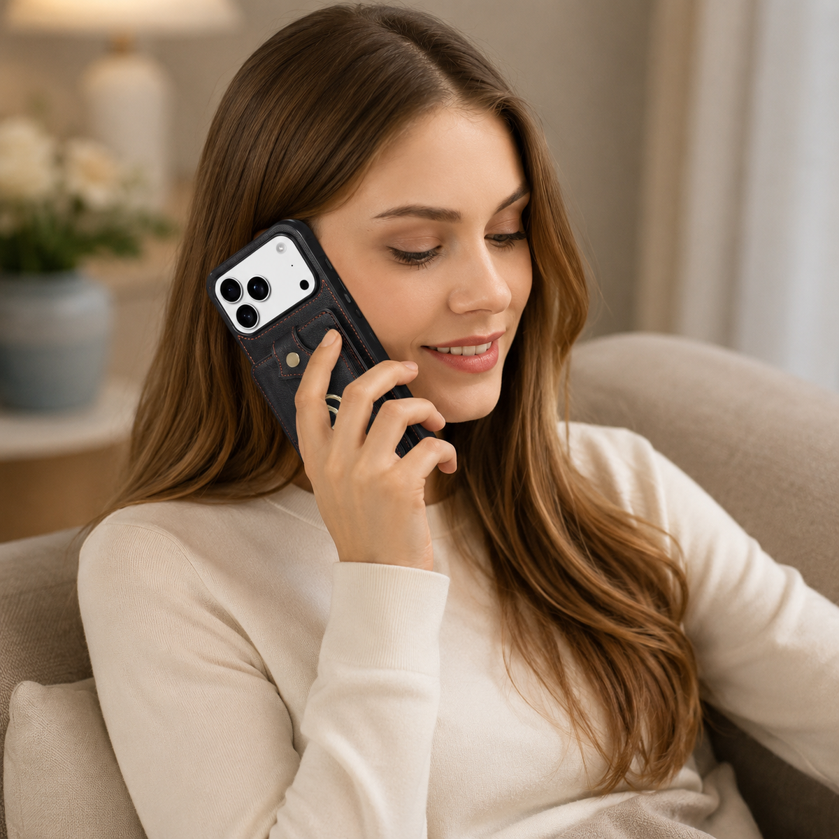 Premium iPhone Case Leather Wallet RFID Card Holder Ring Kickstand Lanyard Shockproof Protective Cover Anti Fingerprint Anti Scratch Non Slip Secure Storage