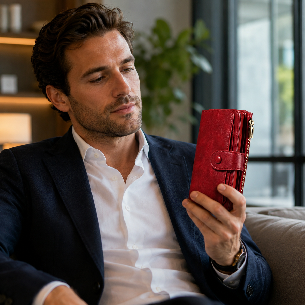 Premium iPhone Case Leather Wallet Zipper Card Holder Detachable Shockproof Protective Cover Anti Fingerprint Anti Scratch Non Slip Slim Secure Storage