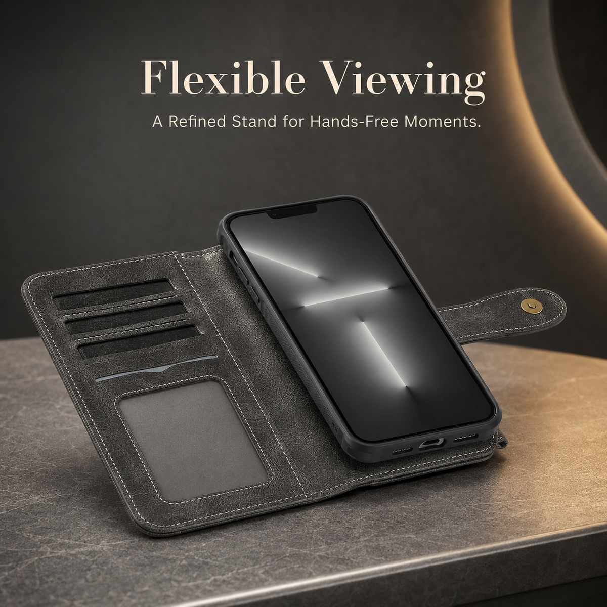 Premium iPhone Case Leather Wallet Zipper Card Holder Detachable Shockproof Protective Cover Anti Fingerprint Anti Scratch Non Slip Slim Secure Storage