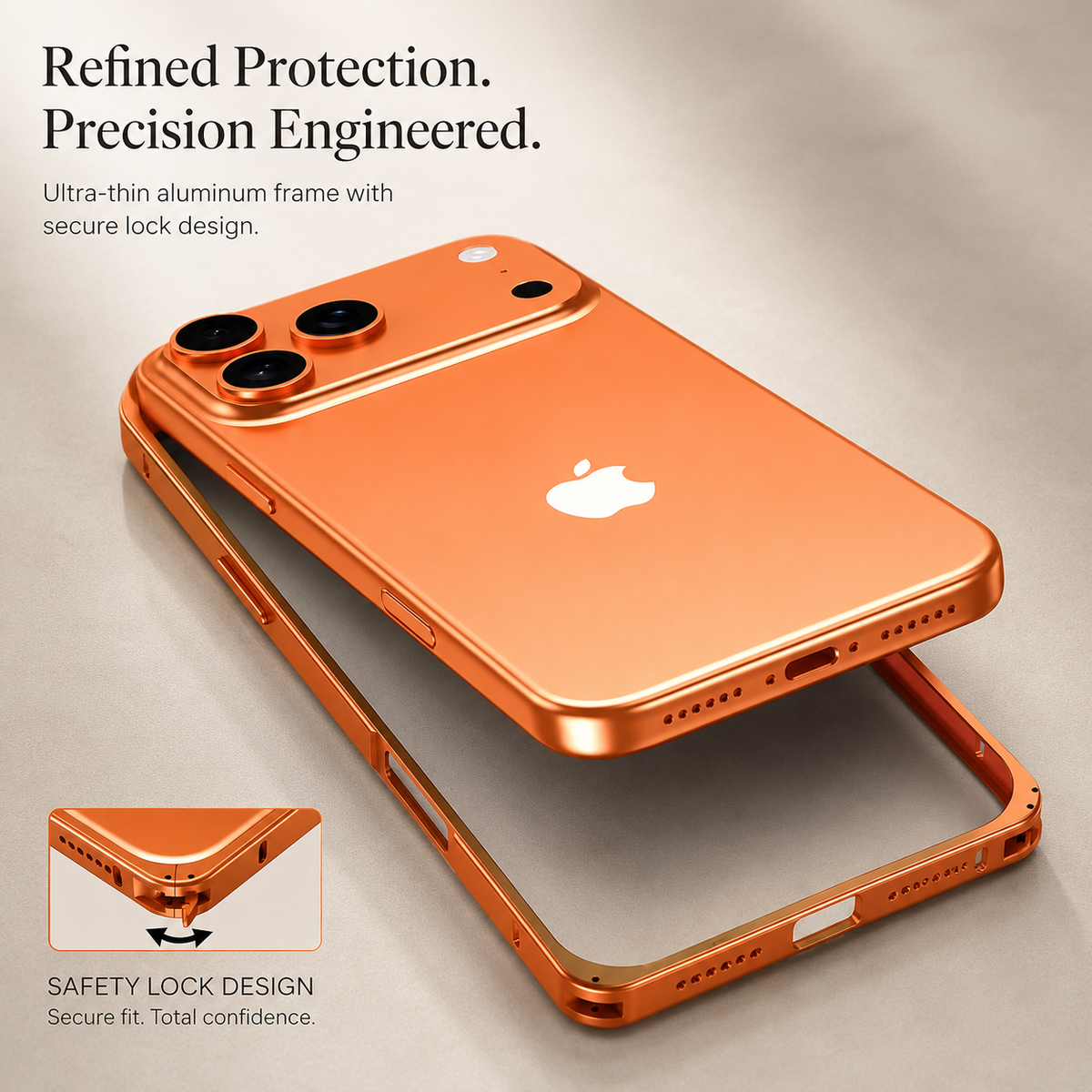 Premium iPhone Case Lightweight Aluminum Alloy Metal Frame Thin Bumper Titanium Style Protective Back Slim Reinforced Edge Corner Cover Case