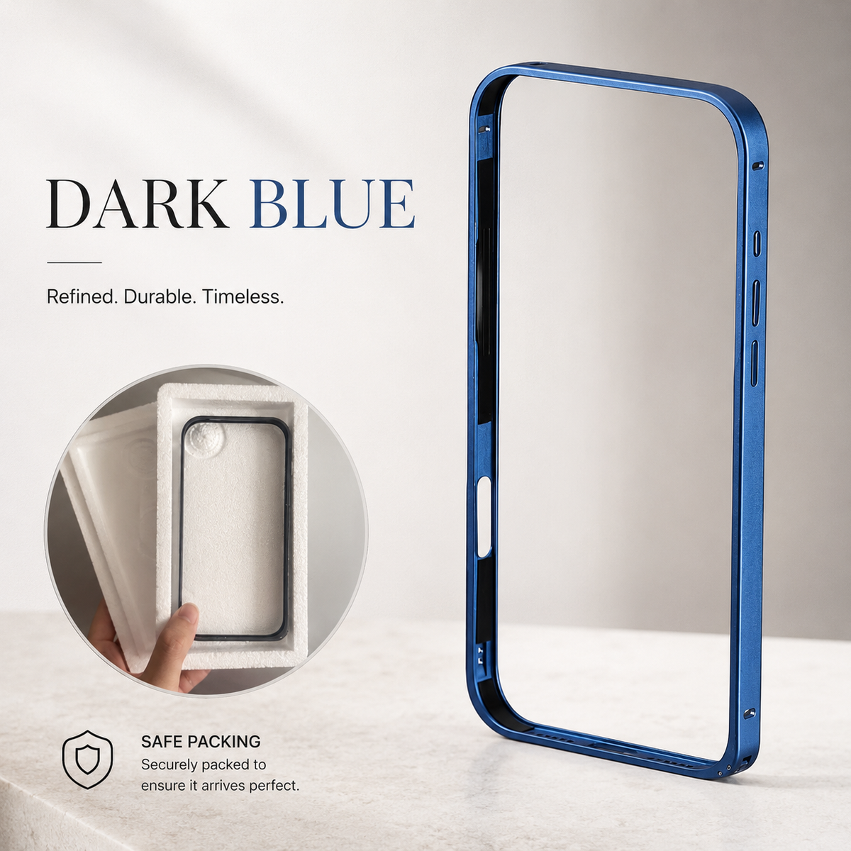 Premium iPhone Case Lightweight Aluminum Alloy Metal Frame Thin Bumper Titanium Style Protective Back Slim Reinforced Edge Corner Cover Case