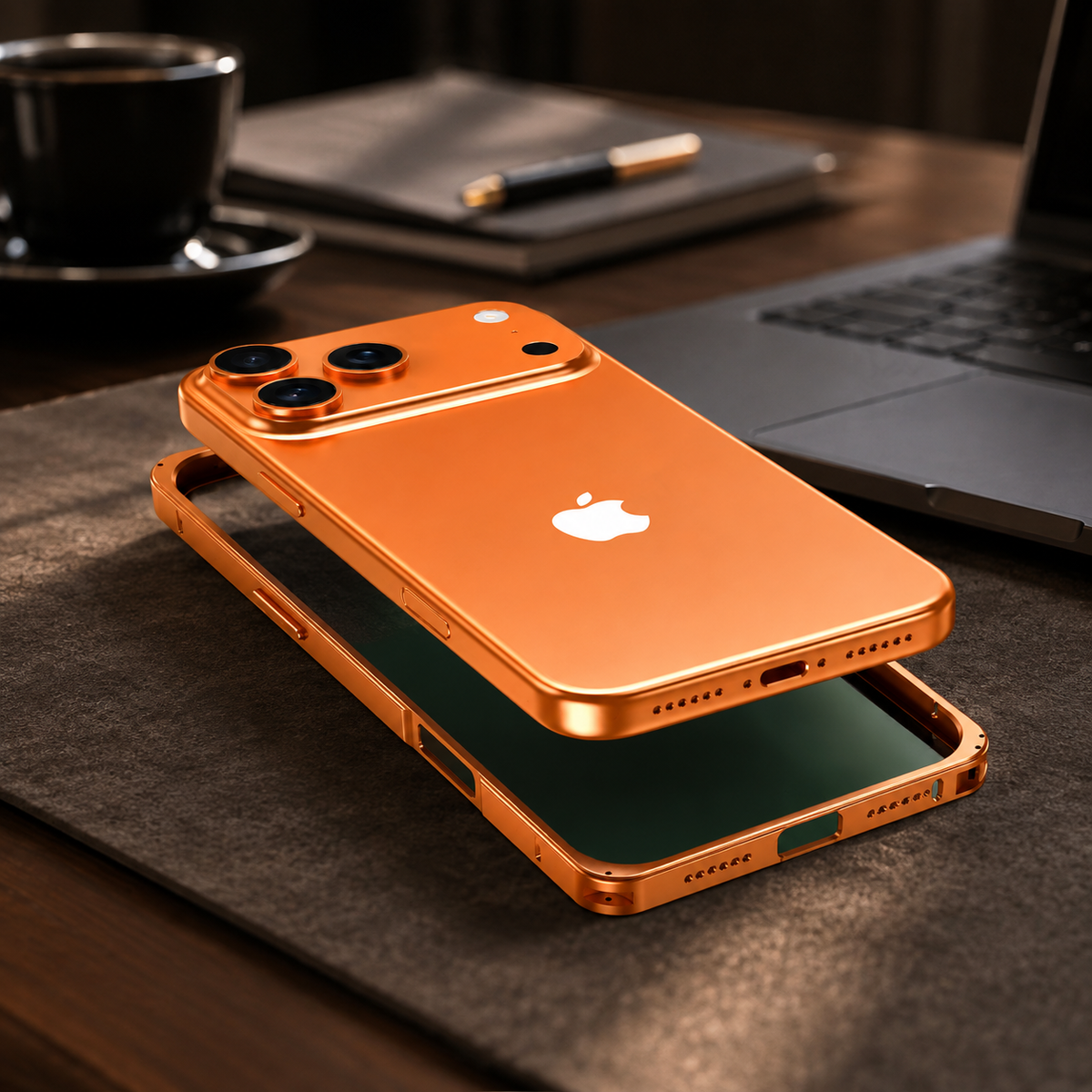 Premium iPhone Case Lightweight Aluminum Alloy Metal Frame Thin Bumper Titanium Style Protective Back Slim Reinforced Edge Corner Cover Case