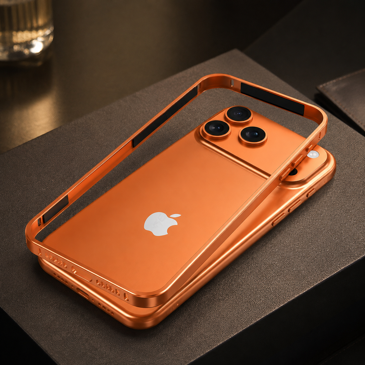 Premium iPhone Case Lightweight Aluminum Alloy Metal Frame Thin Bumper Titanium Style Protective Back Slim Reinforced Edge Corner Cover Case