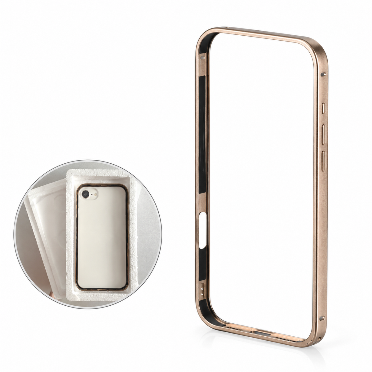 Premium iPhone Case Lightweight Aluminum Alloy Metal Frame Thin Bumper Titanium Style Protective Back Slim Reinforced Edge Corner Cover Case