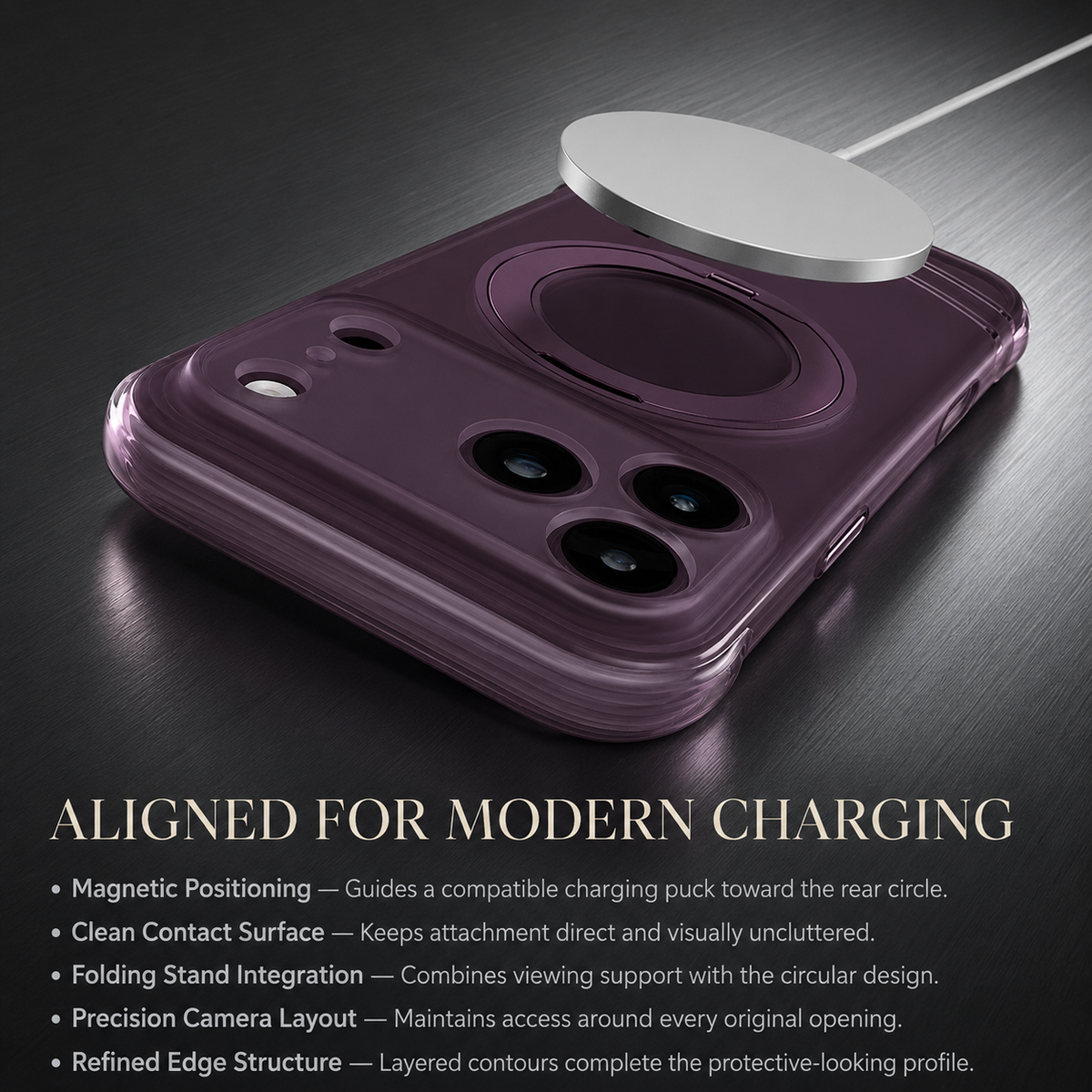 Premium iPhone Case MagSafe 360 Rotating Magnetic Kickstand Skin Feel AI Key Shockproof PC TPU Slim Fit Protective Bumper Phone Cover Case Design