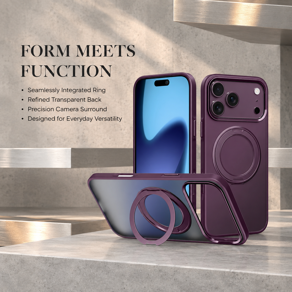 Premium iPhone Case MagSafe 360 Rotating Magnetic Kickstand Skin Feel Metal Lens Shockproof PC TPU Slim Non Slip Protective Bumper Cover Case Design