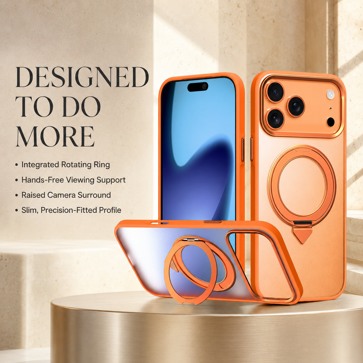 Premium iPhone Case MagSafe 360 Rotating Magnetic Kickstand Skin Feel Metal Lens Shockproof PC TPU Slim Non Slip Protective Bumper Cover Case Design