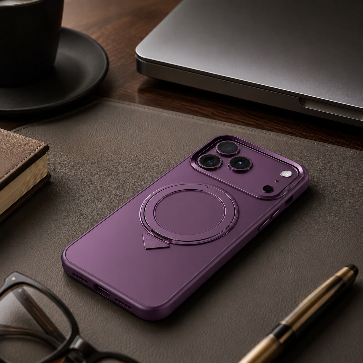 Premium iPhone Case MagSafe 360 Rotating Magnetic Kickstand Skin Feel Metal Lens Shockproof PC TPU Slim Non Slip Protective Bumper Cover Case Design