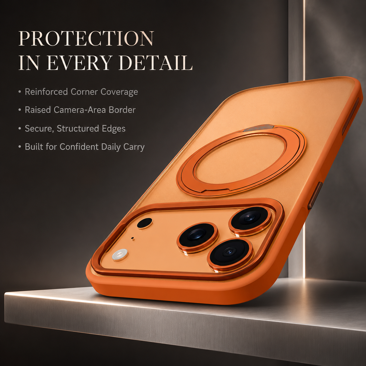 Premium iPhone Case MagSafe 360 Rotating Magnetic Kickstand Skin Feel Metal Lens Shockproof PC TPU Slim Non Slip Protective Bumper Cover Case Design