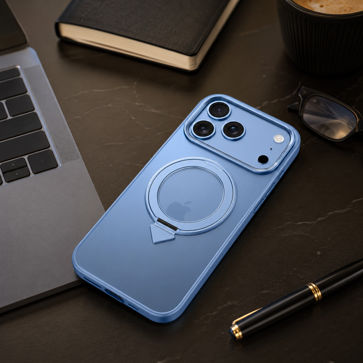 Premium iPhone Case MagSafe 360 Rotating Magnetic Kickstand Skin Feel Metal Lens Shockproof PC TPU Slim Protective Bumper Cover Case Design